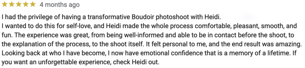 Boudoir Photography Testimonial